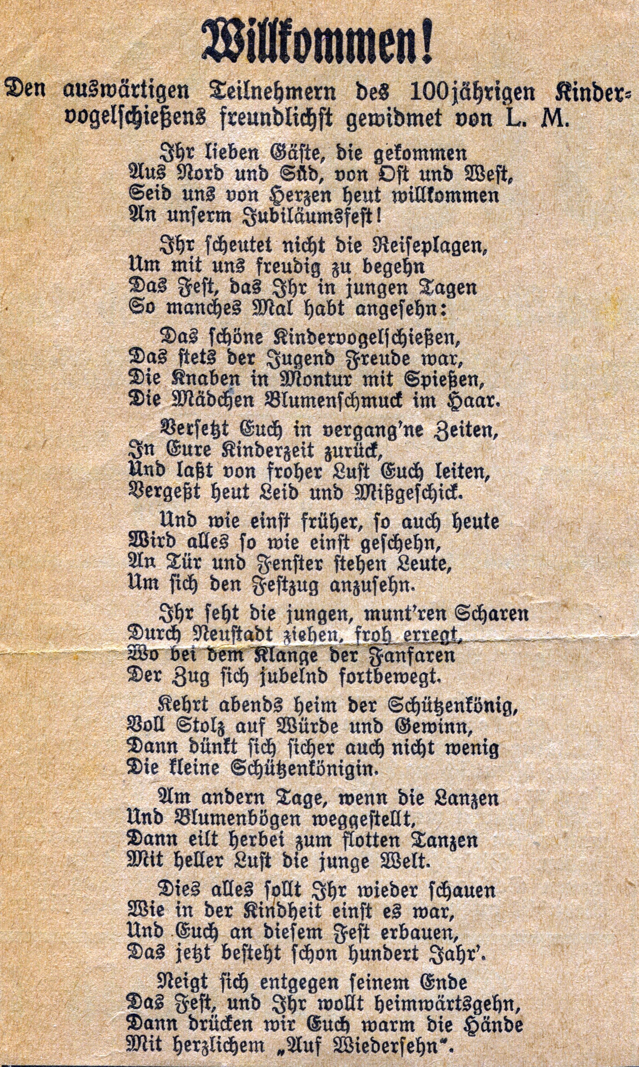 Zeitungsbericht zur 100-Jahrfeier 1928