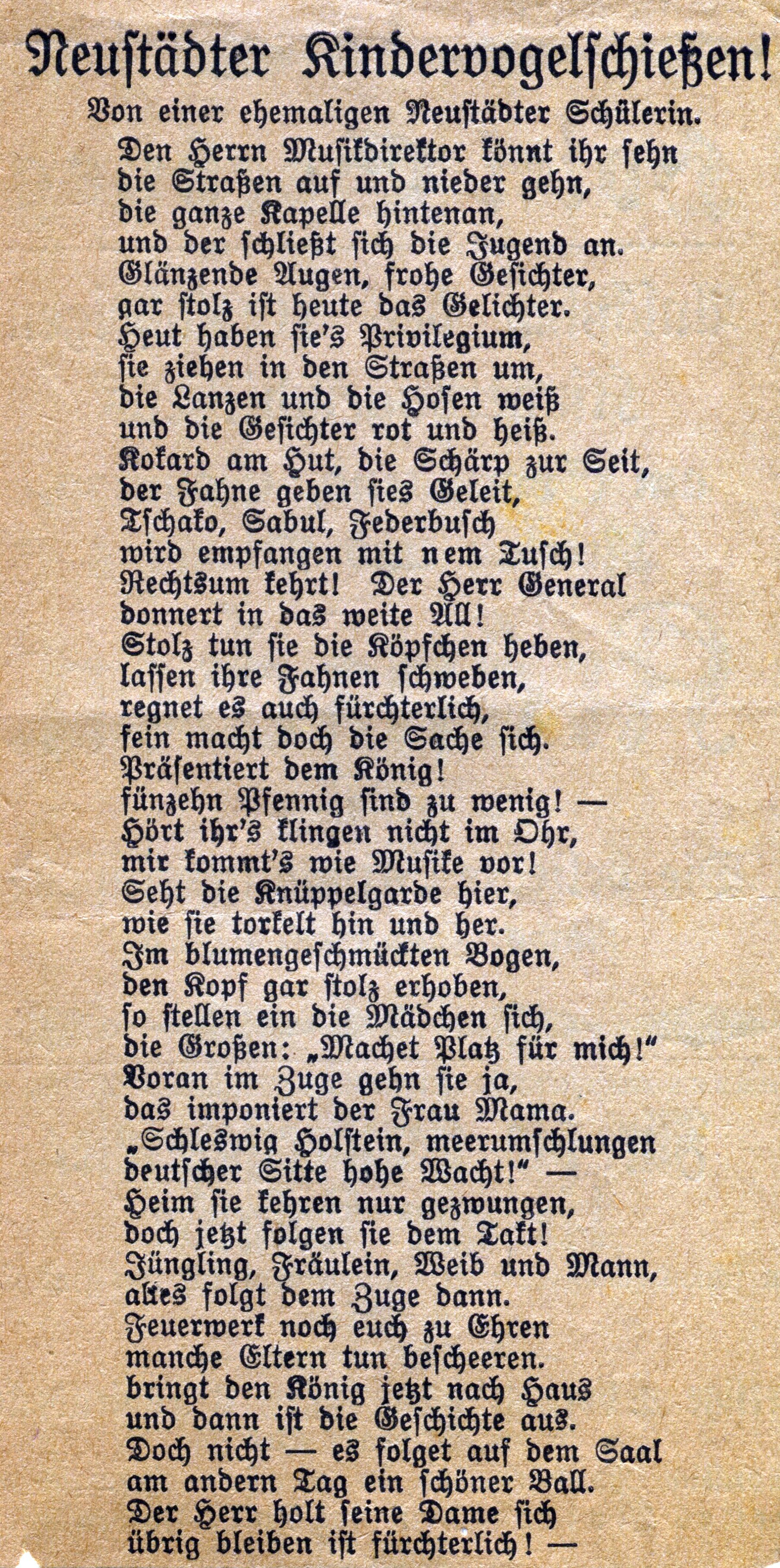 Zeitungsbericht zum Kindervogelschießen 1928