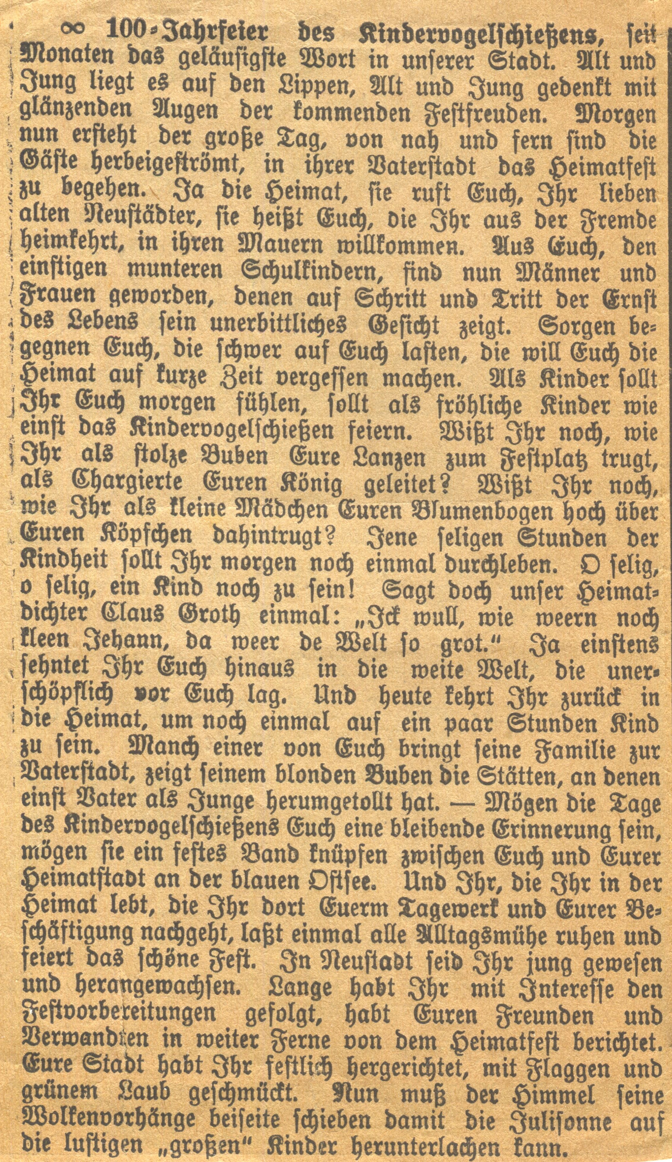 Historischer Bericht zur Jubiläumsfeier 1928
