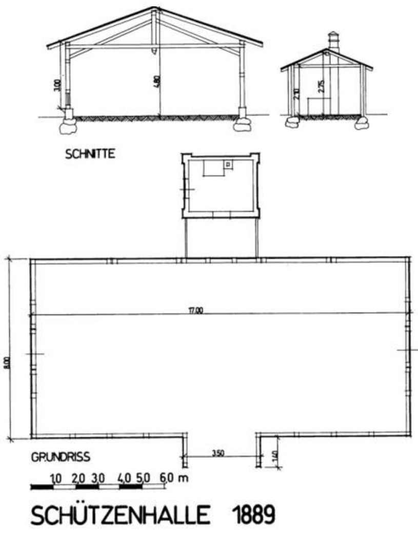 Bauplan der Schützenhalle von 1889